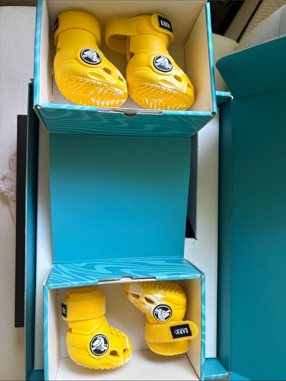 Bark Crocs Yellow Dog Shoes with Adjustable Strap size Small